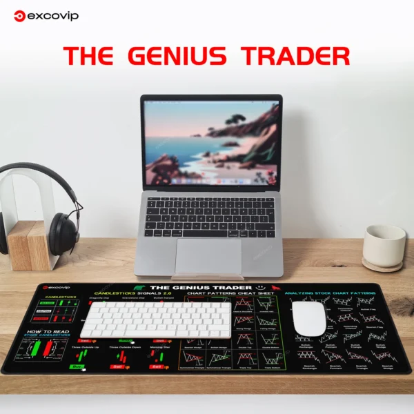 EXCO Stock Market Mouse Pad Large Trader Chart Candlestick Pattern Keyboard Mousepad Investor Desk Mat Stitched Edge Rubber Base - Image 8